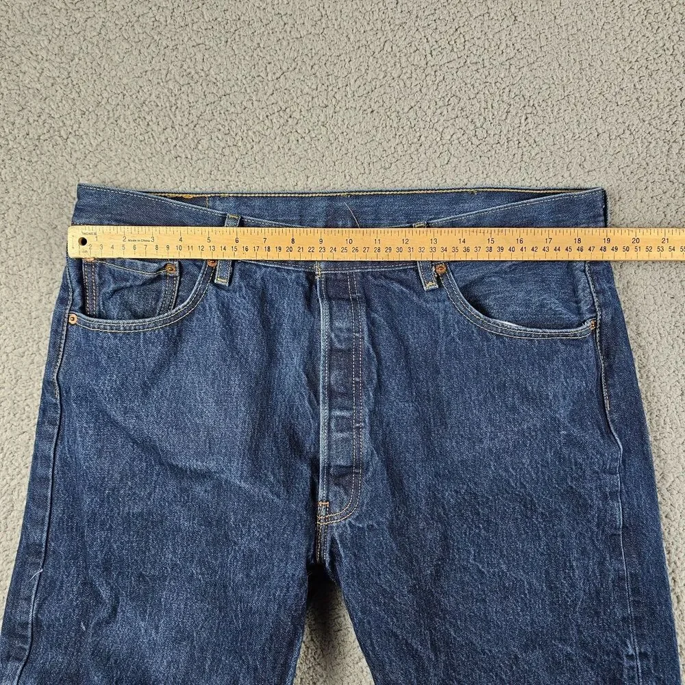 Levis 501 Jeans Mens 38x29 Blue Original Fit Straight Buttonfly Rigid Workwear